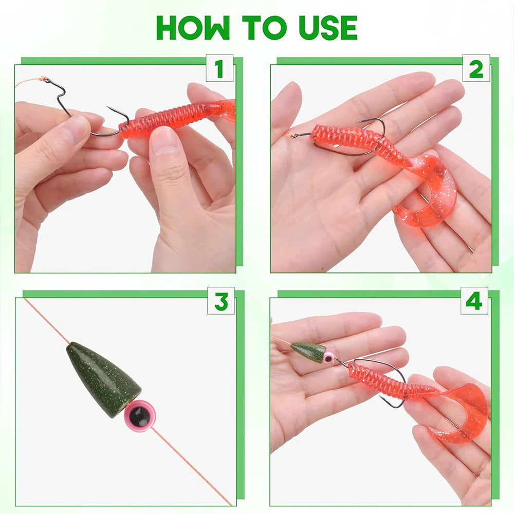 40Pcs Bullet Fishing Sinker Weights Kit Worm Weights Slip Sinker for Bass Fishing Texas Rigs Saltwater Freshwater Fishing Tackle