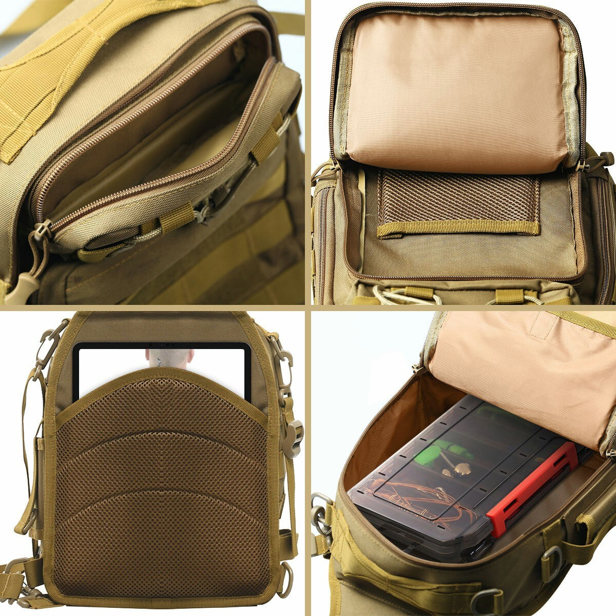 Compact Fishing Tackle Bag, Fishing Bag with Tackle Box and Rod Holder Outdoor