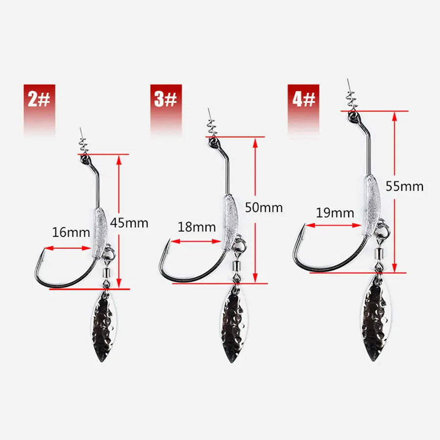 3Pcs/Lot 3.8G 5.7G 6.2G Jig Head Fish Hook Jig Hooks for Soft Fishing Bait of Carbon Steel Hooks with Rattle Spoon