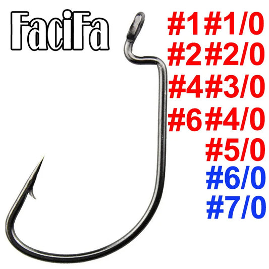 20Pcs Wide Gap Worm Fishing Hooks Jig Crank Big Bass Hook Black High Carbon Steel Crank Barbed Hook for Soft Fishing Lure