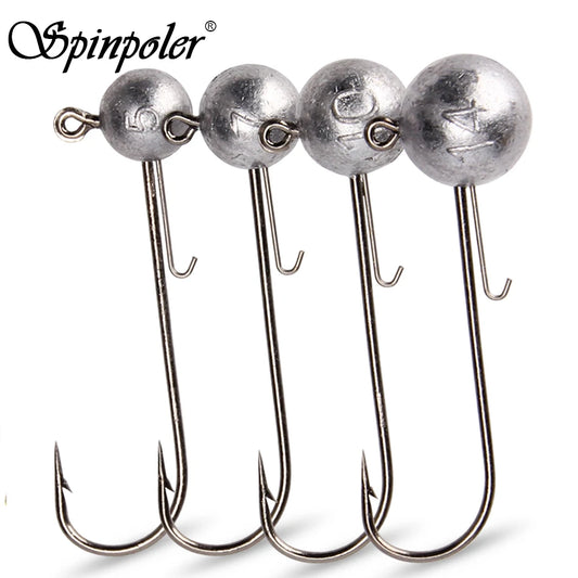 5G 7G 10G 14G Jig Heads Fishing Hook Long Shank round Ball High Carbon Steel Long for Soft Lure Worm Accessorie 4Pcs