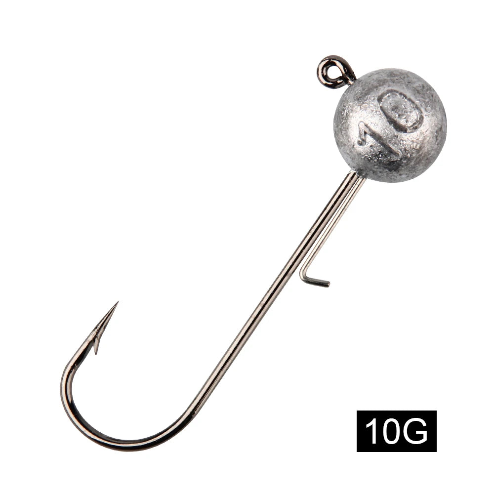 5G 7G 10G 14G Jig Heads Fishing Hook Long Shank round Ball High Carbon Steel Long for Soft Lure Worm Accessorie 4Pcs