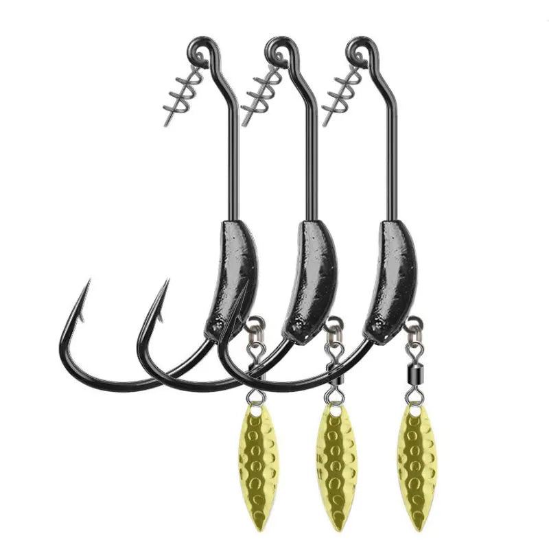 3Pcs/Lot 3.8G 5.7G 6.2G Jig Head Fish Hook Jig Hooks for Soft Fishing Bait of Carbon Steel Hooks with Rattle Spoon
