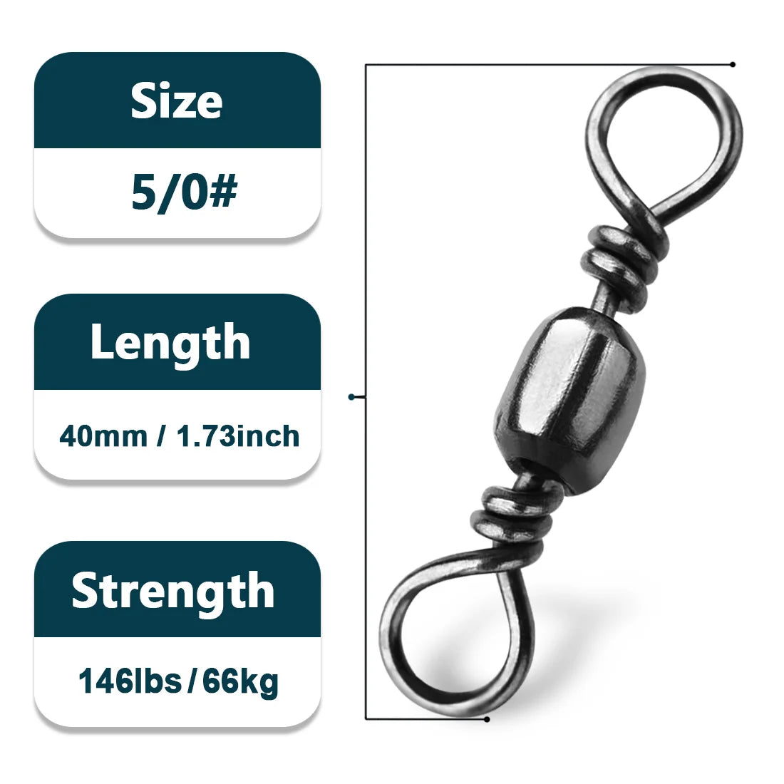 Fishing Barrel Swivels 50~200Pcs High Strength Catfish Lures Solid Ring Fishing Line Connector Rolling Fishing Swivels Tackle