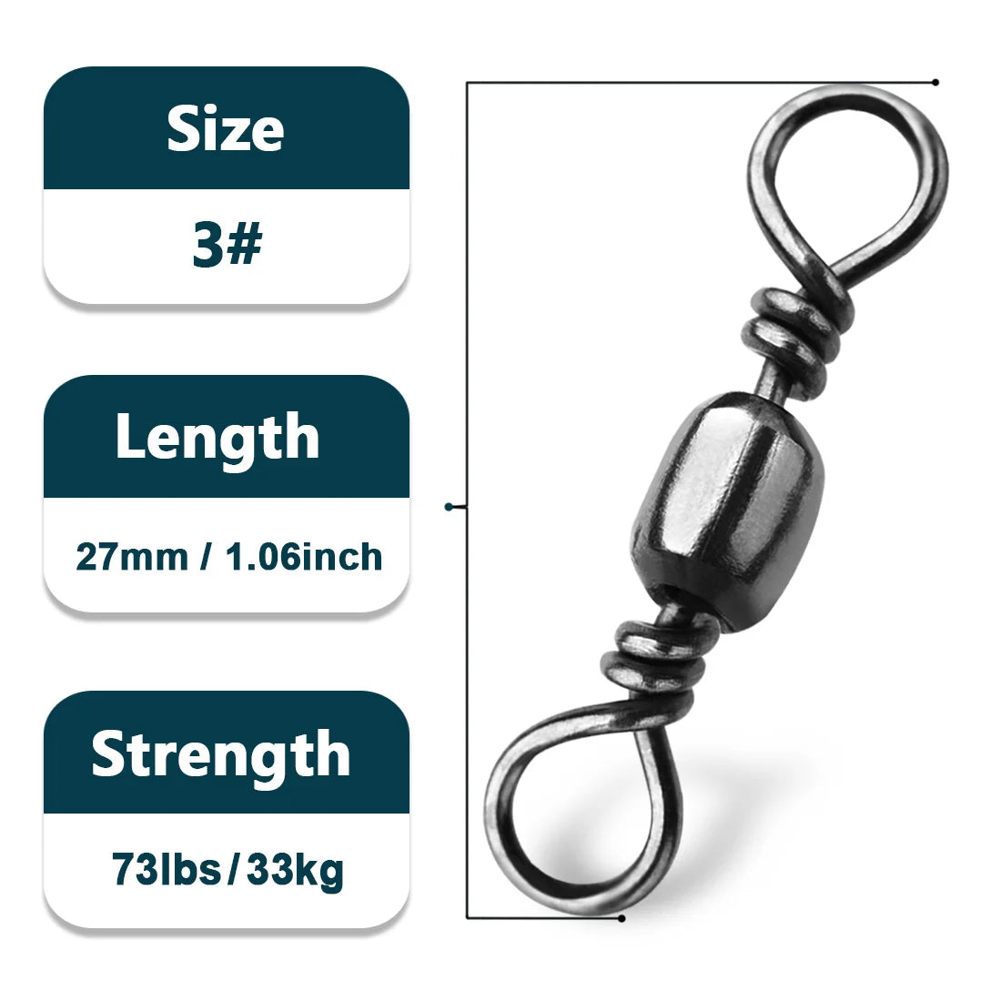Fishing Barrel Swivels 50~200Pcs High Strength Catfish Lures Solid Ring Fishing Line Connector Rolling Fishing Swivels Tackle