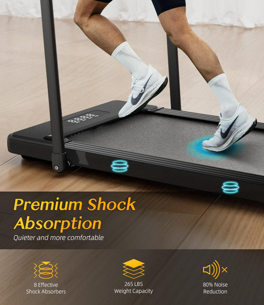 2 in 1 Folding Treadmill, Smart Walking Running Machine with Bluetooth Audio Speakers, Installation-Free,Under Desk Treadmill for Home/Office Gym Cardio Fitness