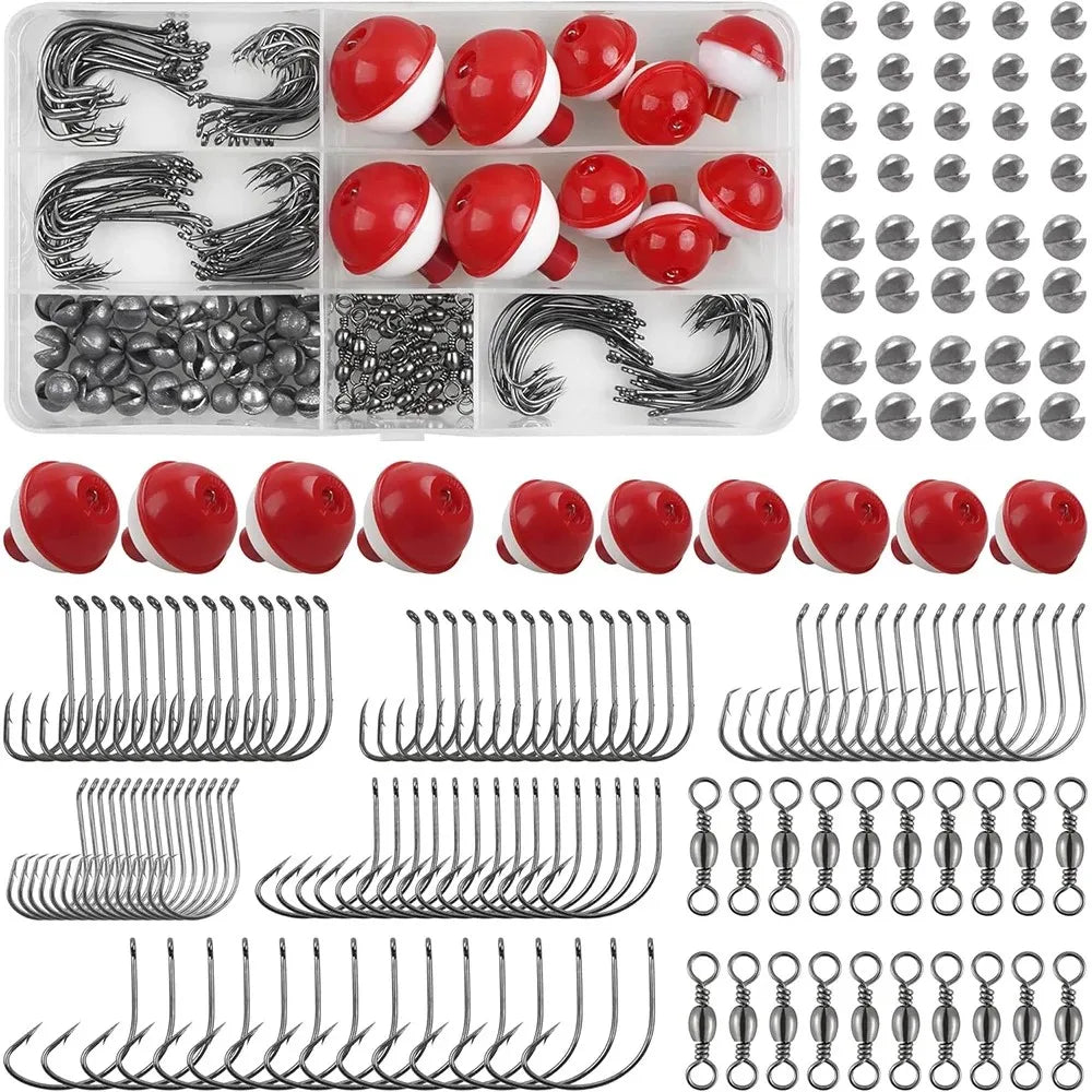 160pcs fishing accessories 160pcs Fishing Tackle Kit – Hooks, Bobbers, Swivels & Weight Set – AngLetics