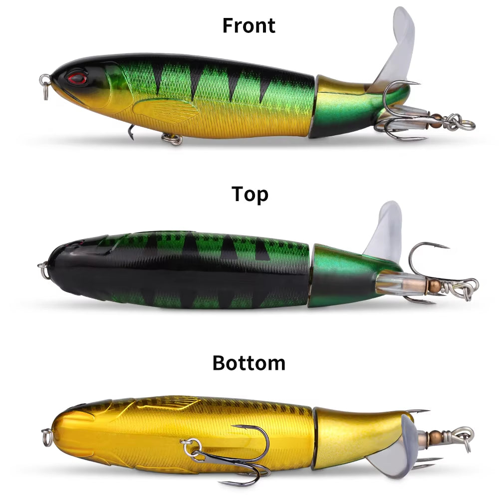5Pcs 1Set 13G 10Cm Top Water Pencil Fishing Lure Hard Bait with Floating Rotating Tail for Bass Trout Freshwater Saltwater
