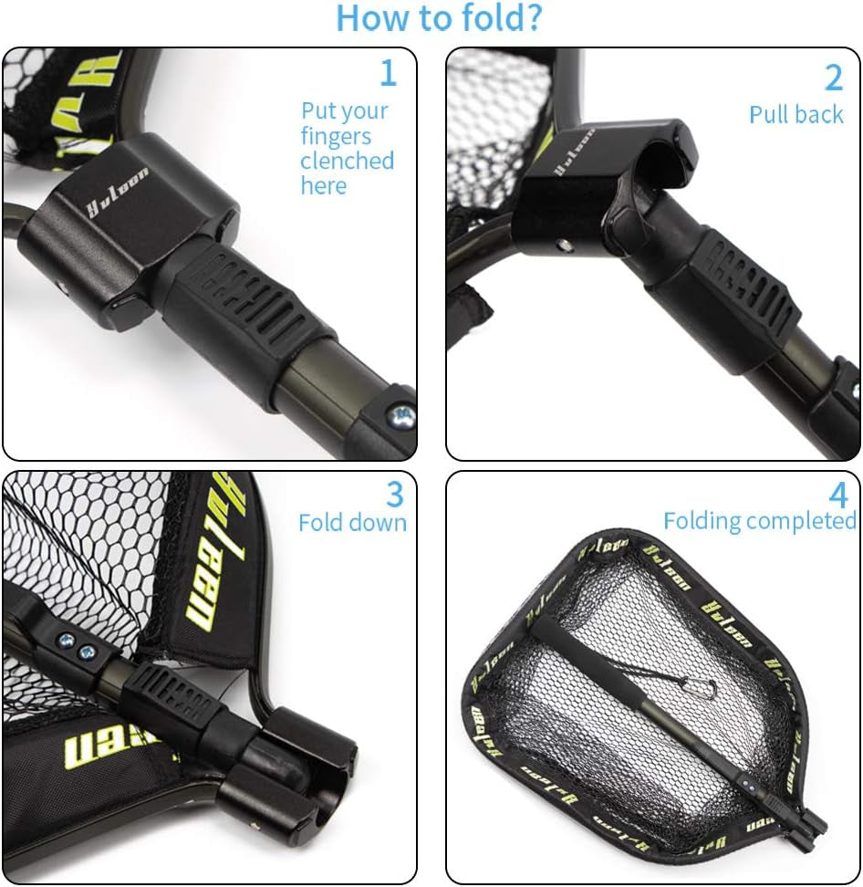 Floating Fishing Net - Folding Fishing Landing Net with Rubber Coating Mesh for Easy Fish Catch and Release, Fishing Net for Freshwater and Saltwater