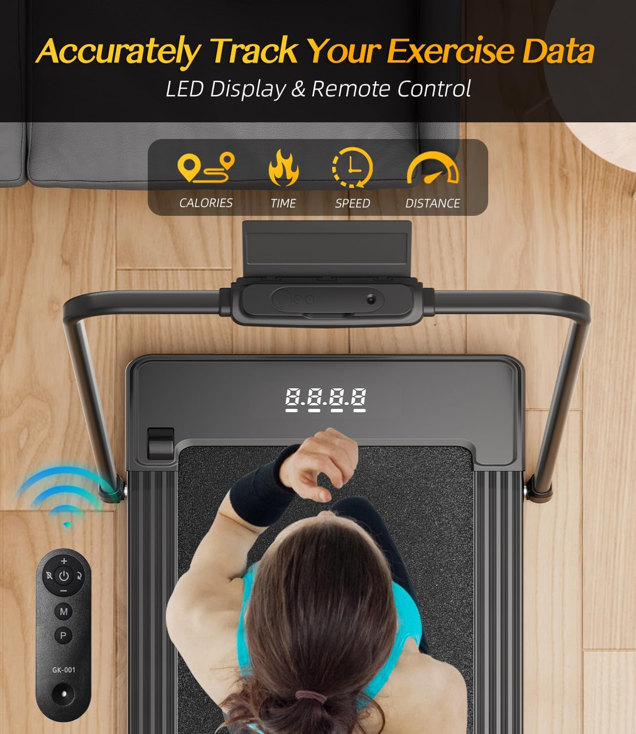 2 in 1 Folding Treadmill, Smart Walking Running Machine with Bluetooth Audio Speakers, Installation-Free，Under Desk Treadmill for Home/Office Gym Cardio Fitness