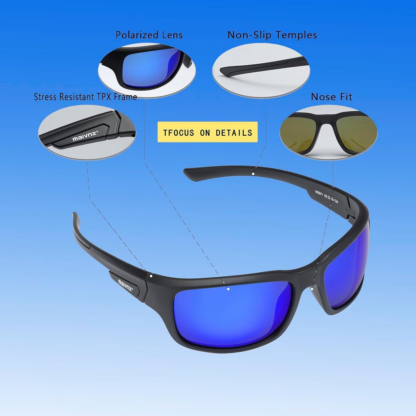 Floating Polarized Fishing Sunglasses for Men UV Protection Fishing Glasses Boating Kayaking Water Sport Glasses