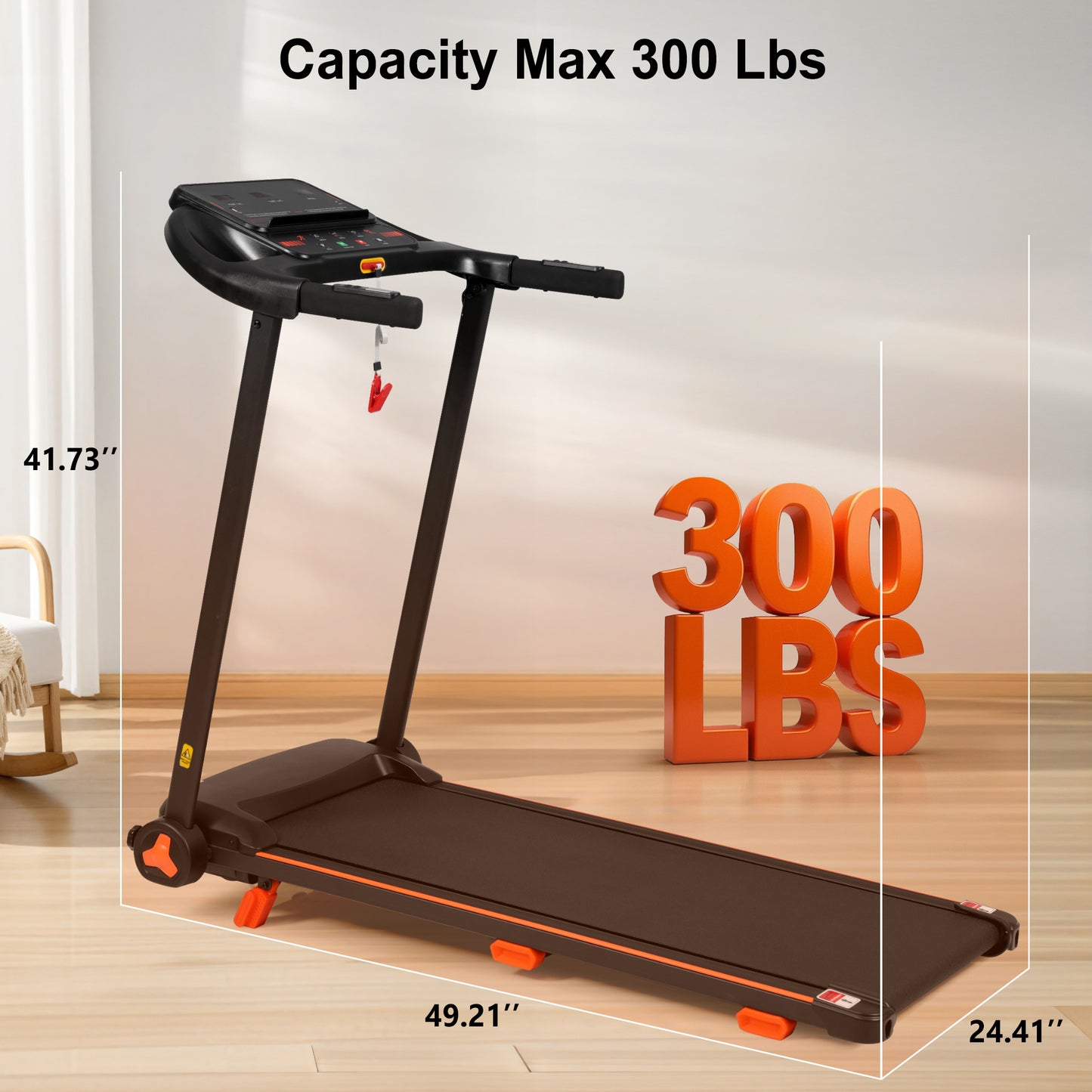 Brand New Home Treadmill, 2.5HP Silent Folding Treadmill With Heart Rate Sensor, Weighing 300 Pounds, Banned Platform Temu