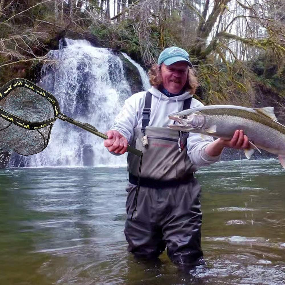 Floating Fishing Net - Folding Fishing Landing Net with Rubber Coating Mesh for Easy Fish Catch and Release, Fishing Net for Freshwater and Saltwater