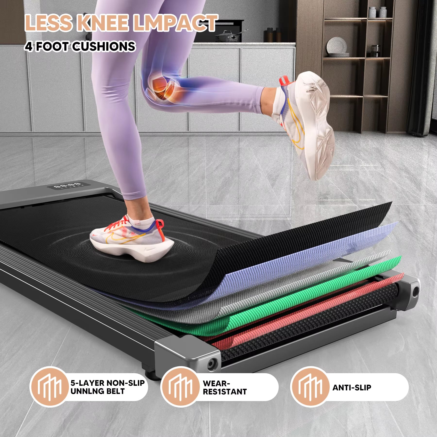 2In1 Run-Walking Pad Small Treadmill for Home&Office under Desk Treadmill with LED Display 45Db Quiet Portable Mini Treadmill