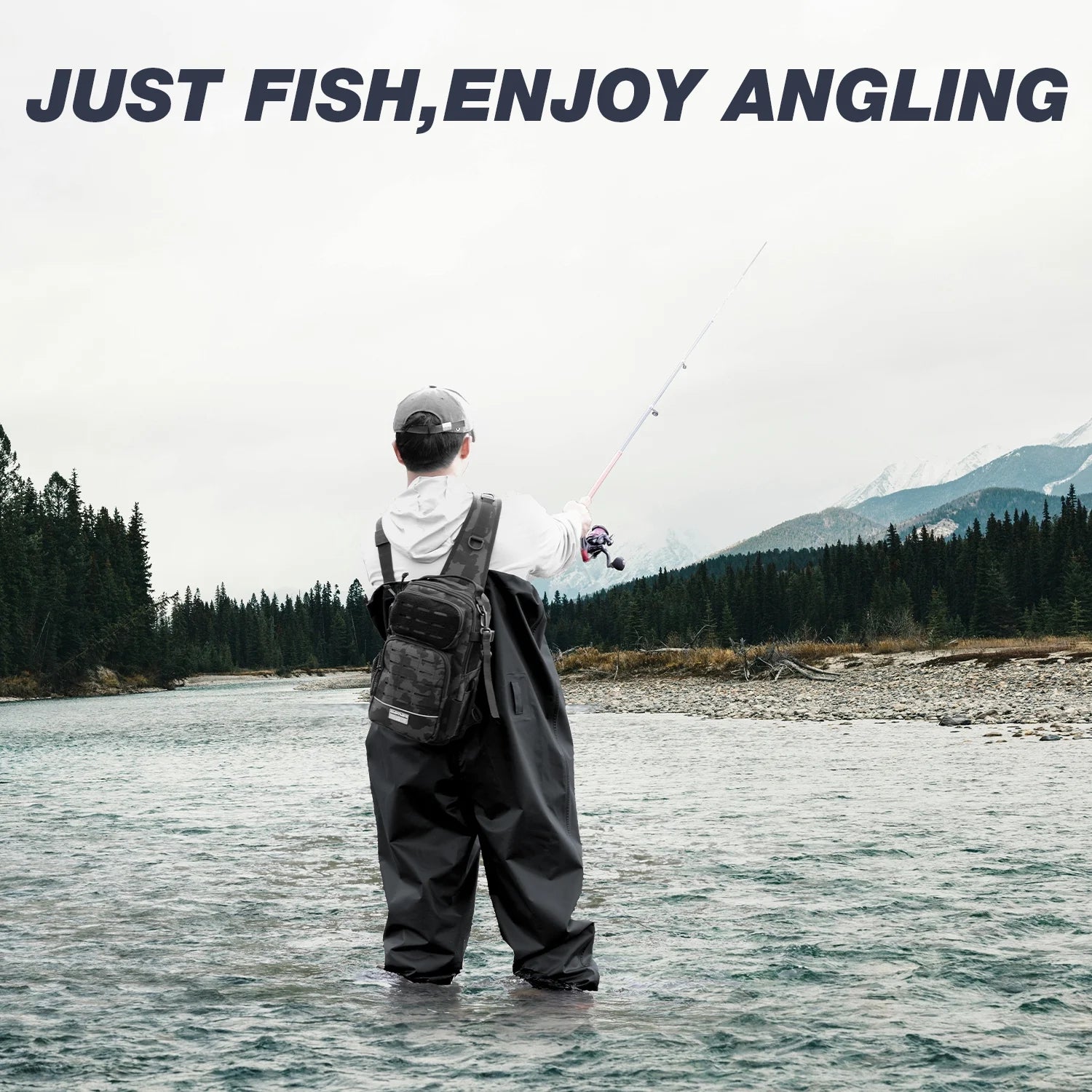 Fishing Backpack Tackle Sling Bag -Lightweight Sling Tackle Storage Bag- Fishing Backpack with Rod Holder