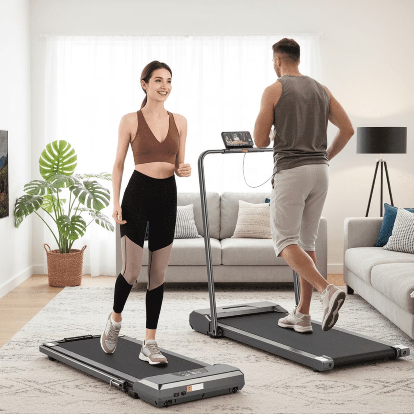 Treadmill 2 in 1 Walking Pad Treadmill Folding 7.5 Mph Running under Desk Treadmill with Remote Control and LED Display for Home Office Use