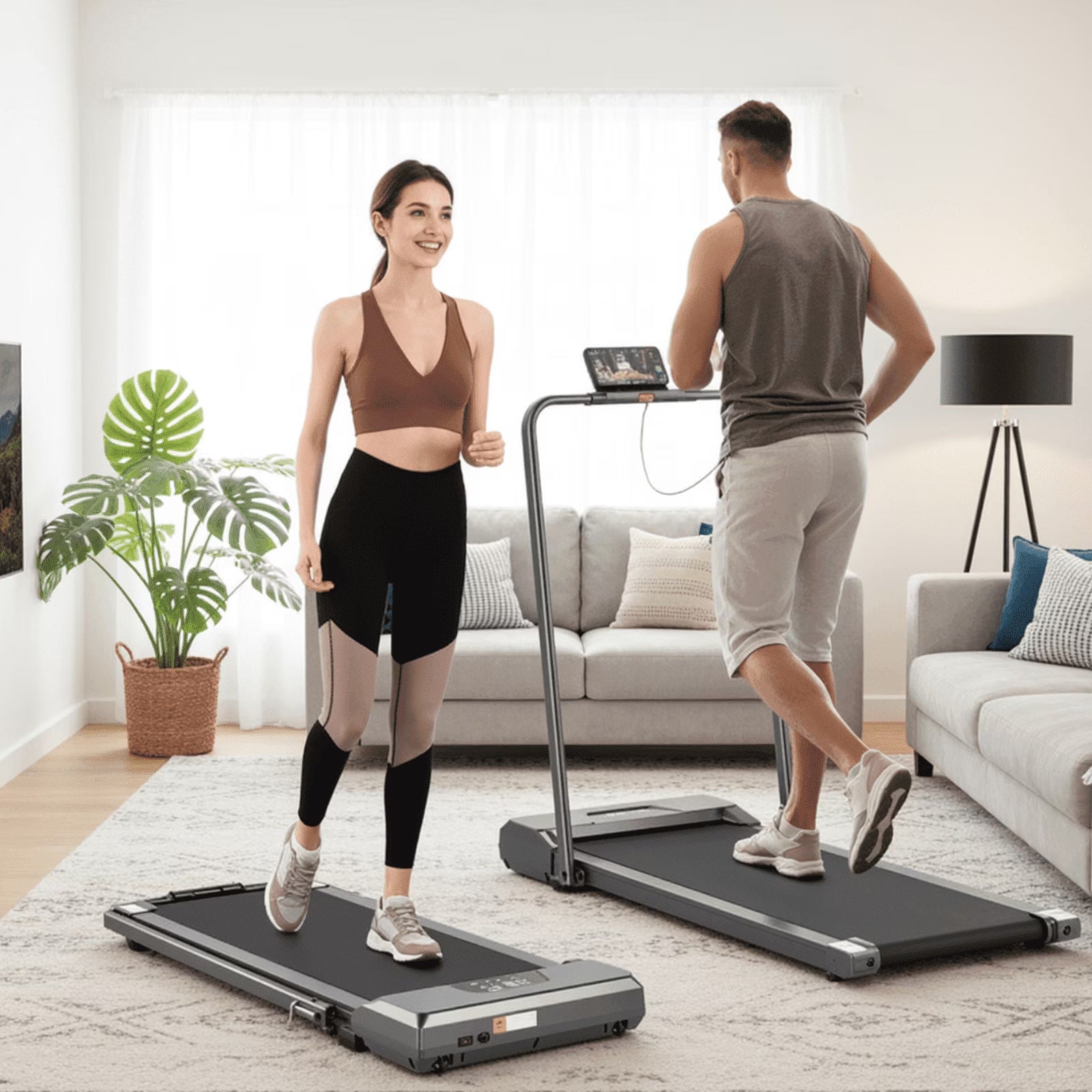 Treadmill 2 in 1 Walking Pad Treadmill Folding 7.5 Mph Running under Desk Treadmill with Remote Control and LED Display for Home Office Use
