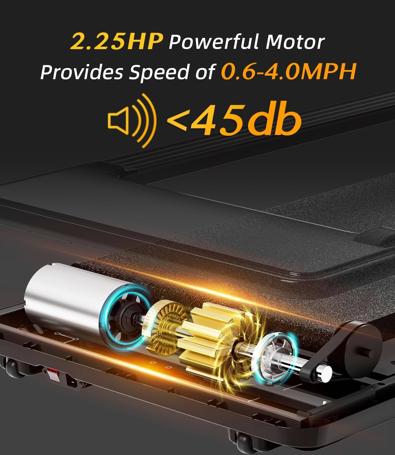 2 in 1 Folding Treadmill, Smart Walking Running Machine with Bluetooth Audio Speakers, Installation-Free，Under Desk Treadmill for Home/Office Gym Cardio Fitness