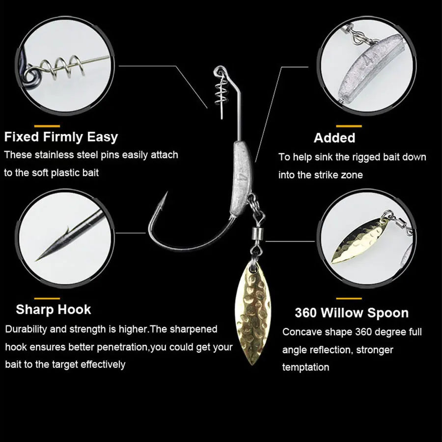 3Pcs/Lot 3.8G 5.7G 6.2G Jig Head Fish Hook Jig Hooks for Soft Fishing Bait of Carbon Steel Hooks with Rattle Spoon