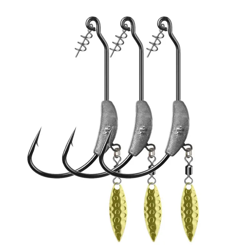 3Pcs/Lot 3.8G 5.7G 6.2G Jig Head Fish Hook Jig Hooks for Soft Fishing Bait of Carbon Steel Hooks with Rattle Spoon