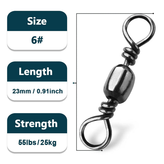 Fishing Barrel Swivels 50~200Pcs High Strength Catfish Lures Solid Ring Fishing Line Connector Rolling Fishing Swivels Tackle