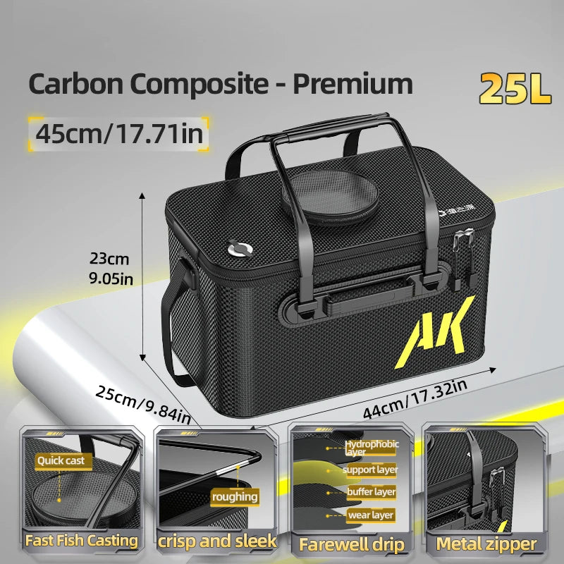 YUZHIYUAN Fishing Container Foldable Portable Live Fish Bucket Large Capacity Water Bucket Thickened EVA Material