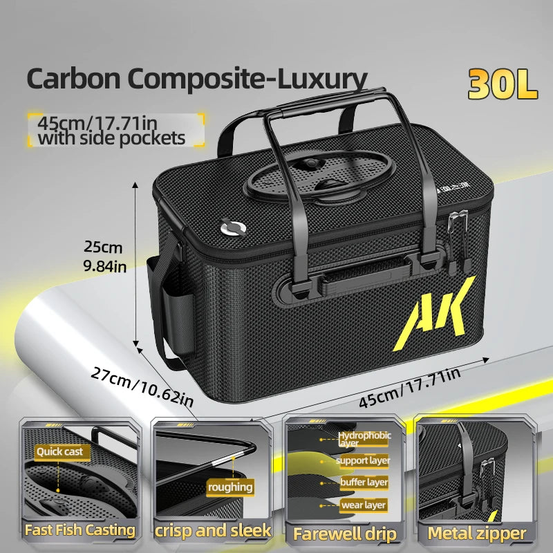 YUZHIYUAN Fishing Container Foldable Portable Live Fish Bucket Large Capacity Water Bucket Thickened EVA Material