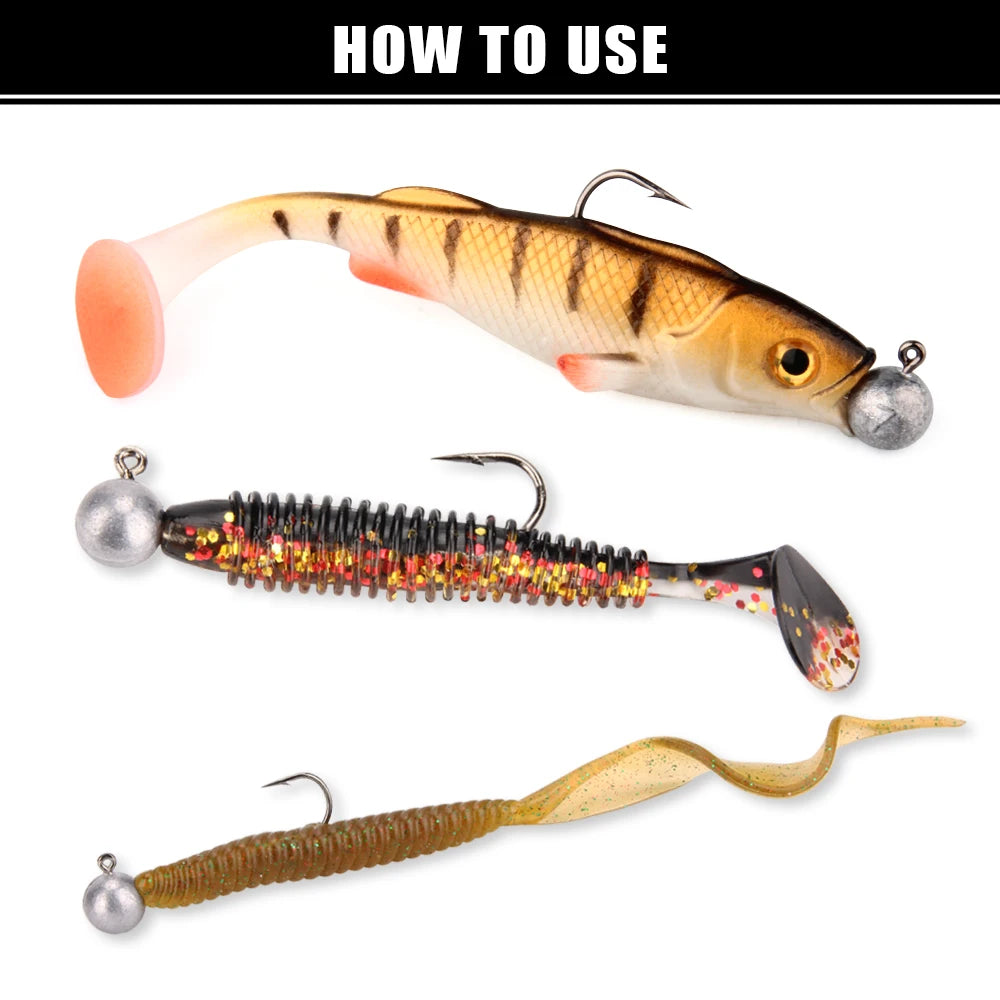 5G 7G 10G 14G Jig Heads Fishing Hook Long Shank round Ball High Carbon Steel Long for Soft Lure Worm Accessorie 4Pcs