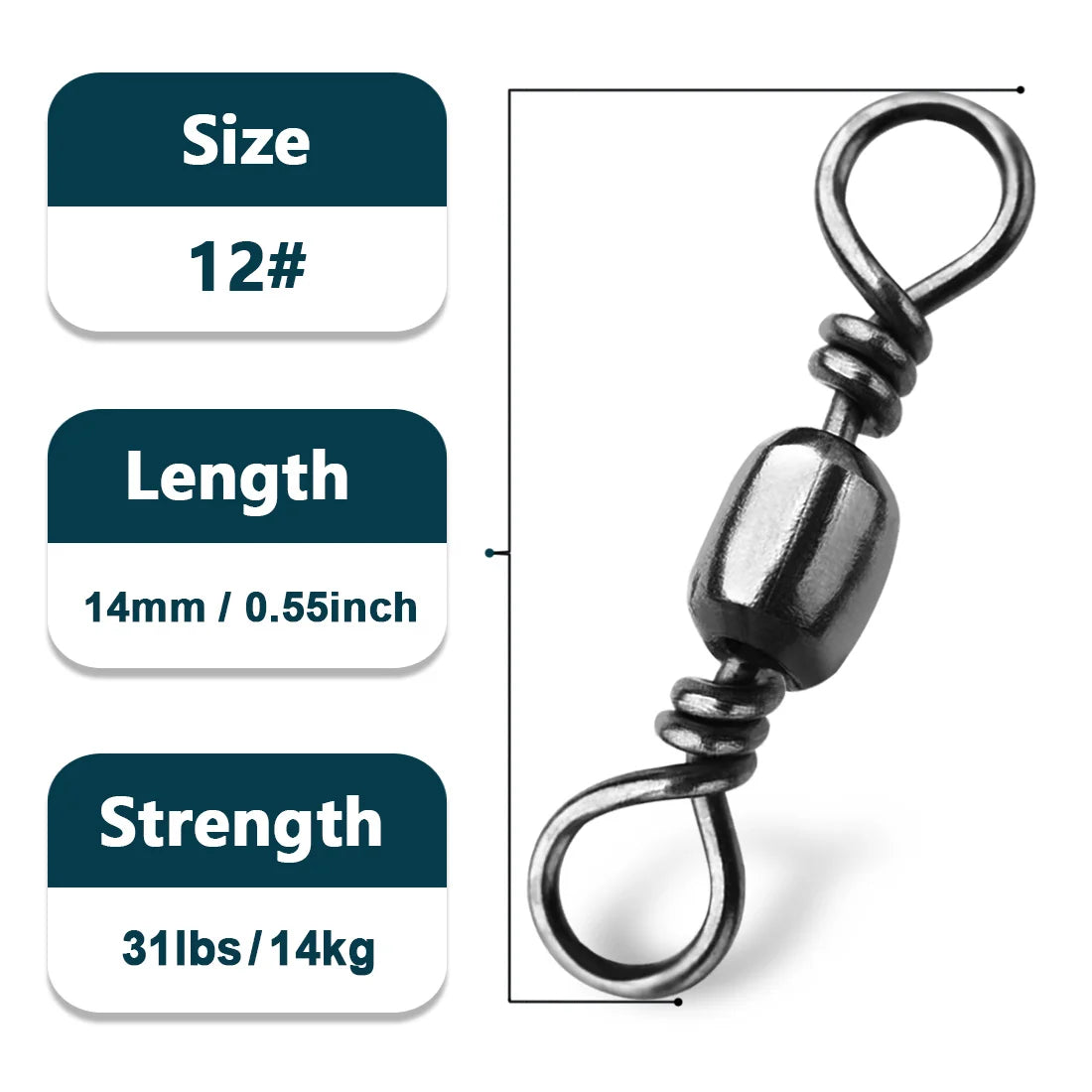 Fishing Barrel Swivels 50~200Pcs High Strength Catfish Lures Solid Ring Fishing Line Connector Rolling Fishing Swivels Tackle
