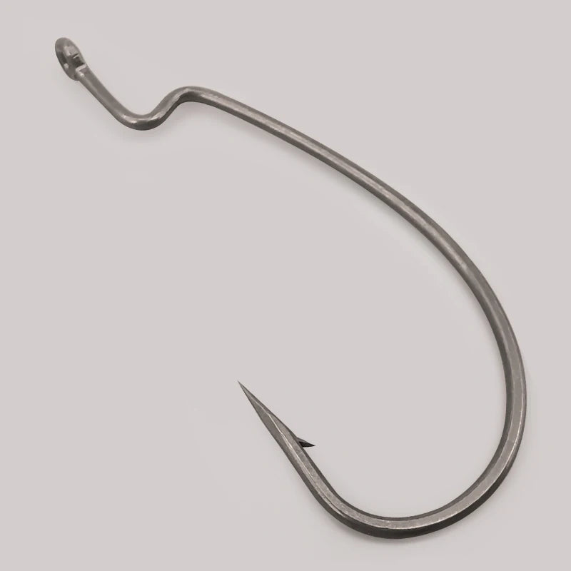 PTFE Super Slide Offset Hook Worm Hook Texas Rig Drop Shot Stainless Steel Worm Fishhook Fishing Accessories