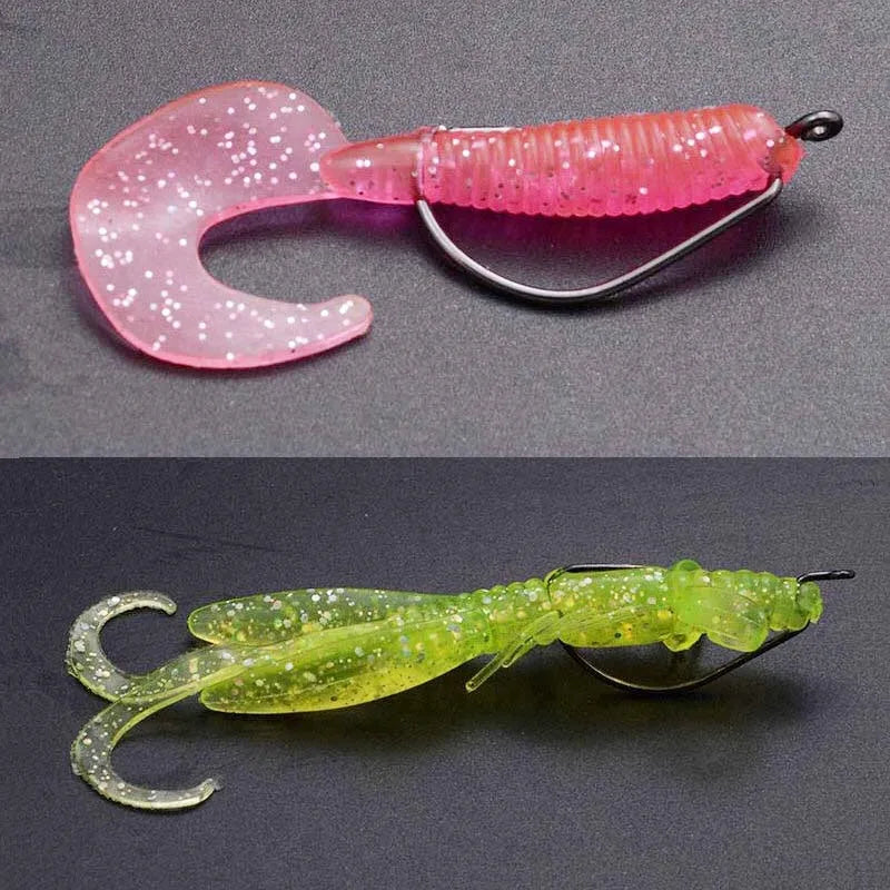 20Pcs Wide Gap Worm Fishing Hooks Jig Crank Big Bass Hook Black High Carbon Steel Crank Barbed Hook for Soft Fishing Lure