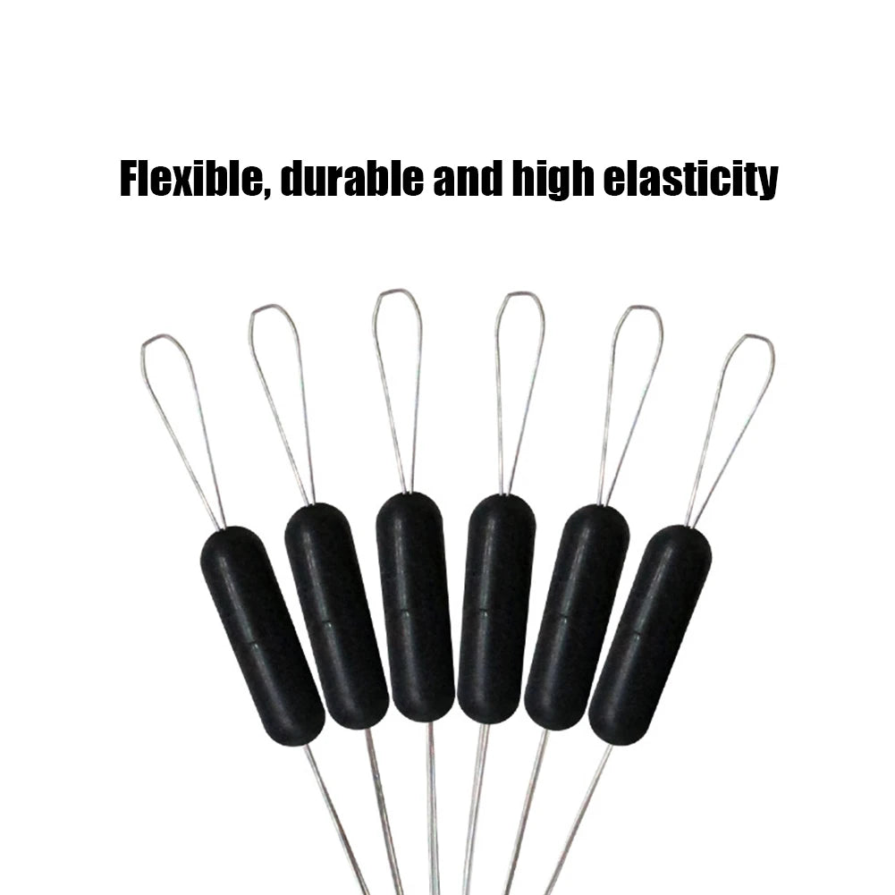 60Pcs 10Set Space Beans Rubber Carp Fishing Equipment Black Rubber Oval Stopper Fishing Float Fishing Bobber Float Line Stops