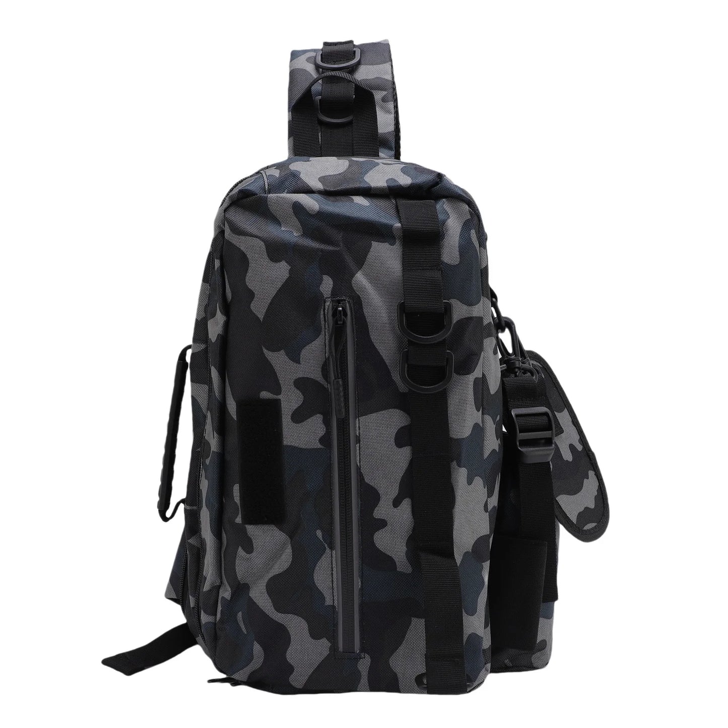 Fishing Sling Bag with Rod Holder Nylon Rainproof Lightweight Fishing Tackle Storage Backpack for Outdoor Fishing Gears