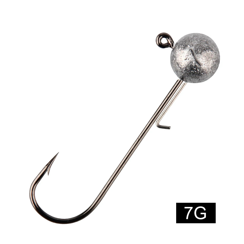 5G 7G 10G 14G Jig Heads Fishing Hook Long Shank round Ball High Carbon Steel Long for Soft Lure Worm Accessorie 4Pcs