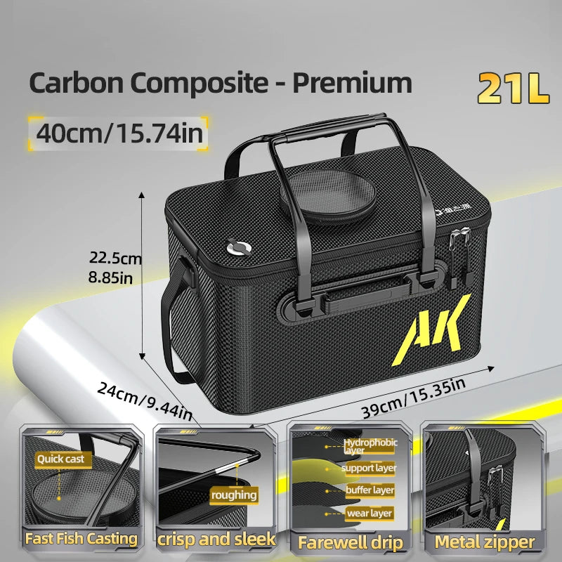 YUZHIYUAN Fishing Container Foldable Portable Live Fish Bucket Large Capacity Water Bucket Thickened EVA Material