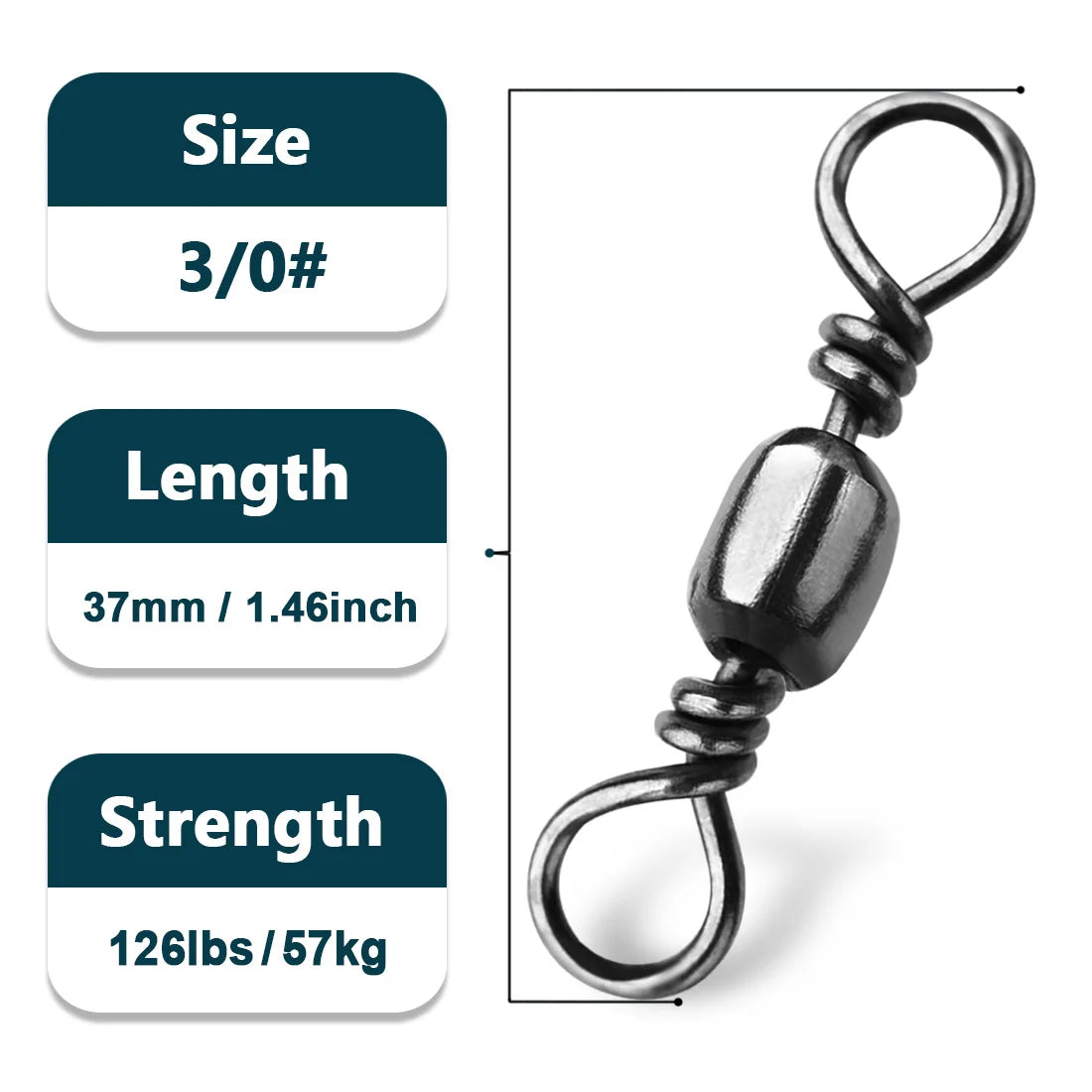 Fishing Barrel Swivels 50~200Pcs High Strength Catfish Lures Solid Ring Fishing Line Connector Rolling Fishing Swivels Tackle