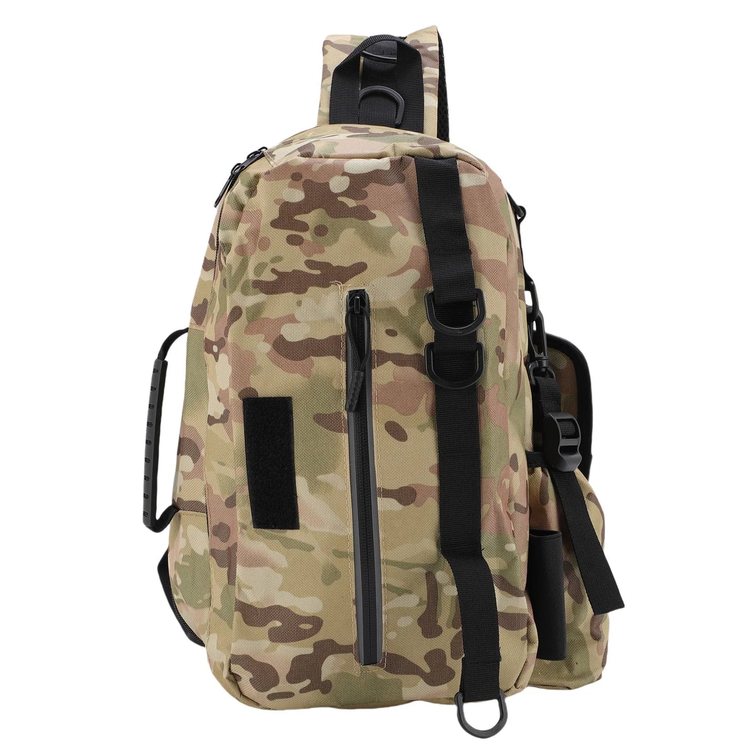Fishing Sling Bag with Rod Holder Nylon Rainproof Lightweight Fishing Tackle Storage Backpack for Outdoor Fishing Gears