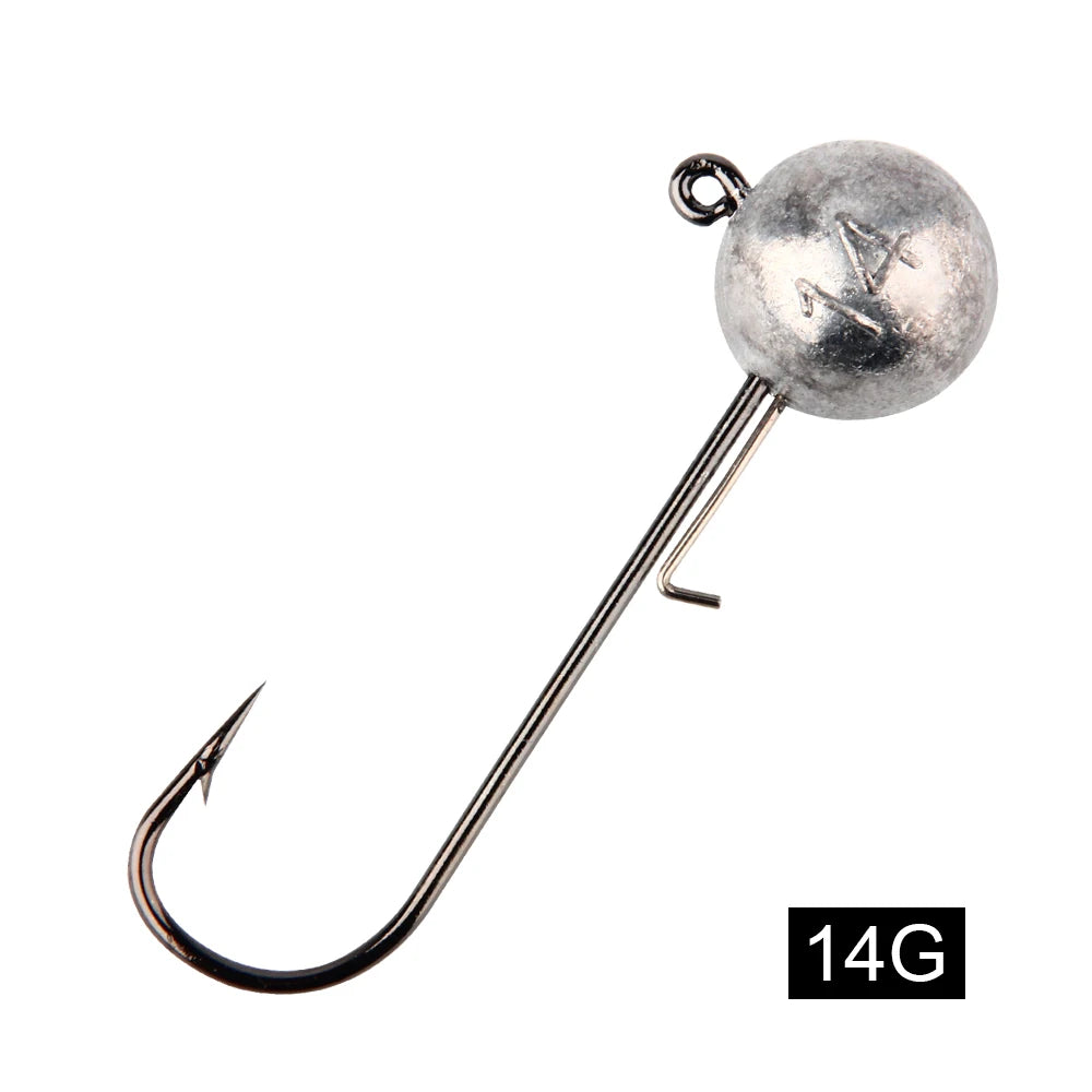 5G 7G 10G 14G Jig Heads Fishing Hook Long Shank round Ball High Carbon Steel Long for Soft Lure Worm Accessorie 4Pcs