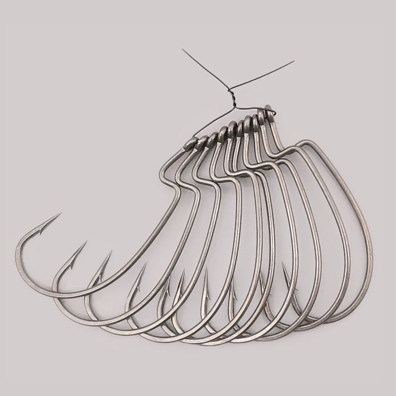 PTFE Super Slide Offset Hook Worm Hook Texas Rig Drop Shot Stainless Steel Worm Fishhook Fishing Accessories