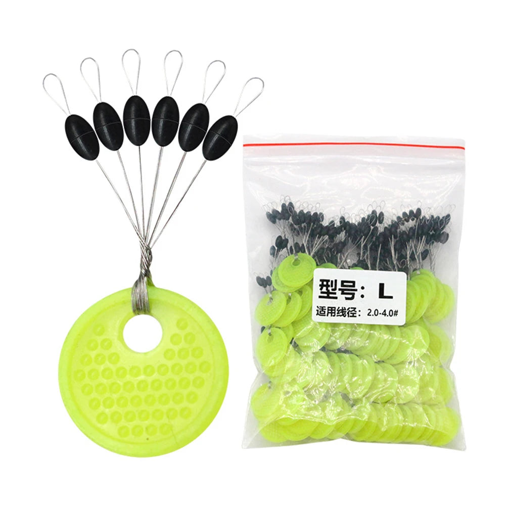 60Pcs 10Set Space Beans Rubber Carp Fishing Equipment Black Rubber Oval Stopper Fishing Float Fishing Bobber Float Line Stops