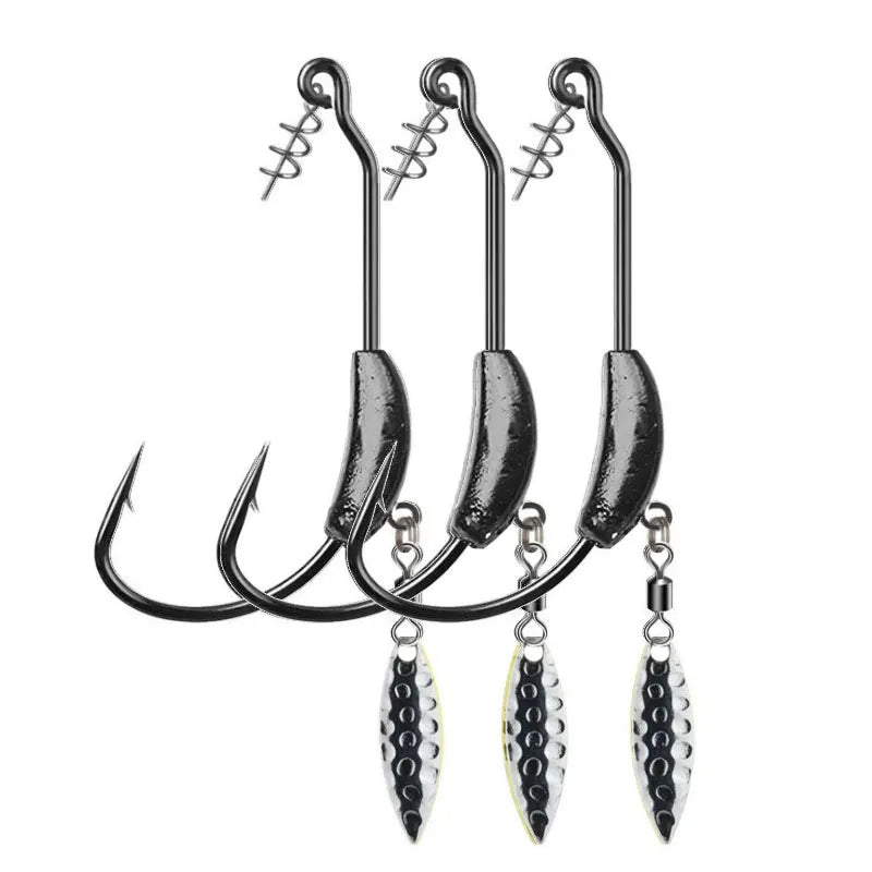 3Pcs/Lot 3.8G 5.7G 6.2G Jig Head Fish Hook Jig Hooks for Soft Fishing Bait of Carbon Steel Hooks with Rattle Spoon