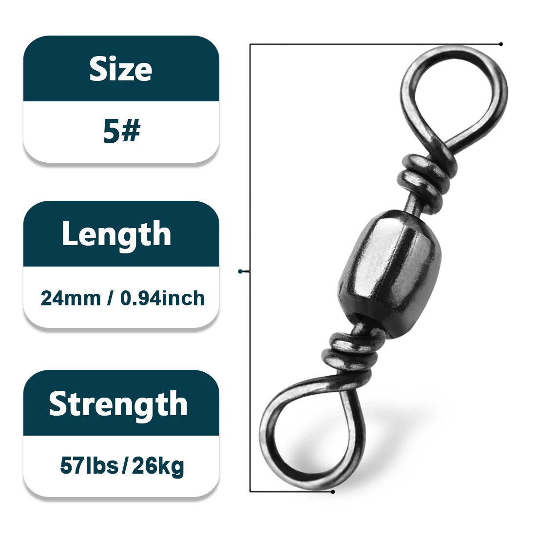 Fishing Barrel Swivels 50~200Pcs High Strength Catfish Lures Solid Ring Fishing Line Connector Rolling Fishing Swivels Tackle