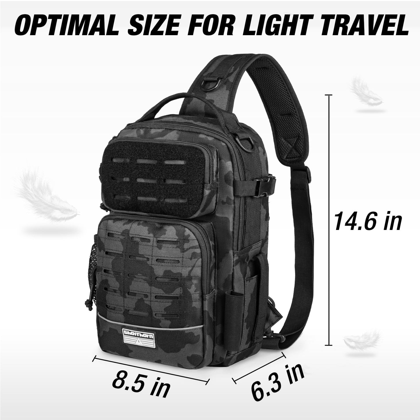 Fishing Backpack Tackle Sling Bag -Lightweight Sling Tackle Storage Bag- Fishing Backpack with Rod Holder