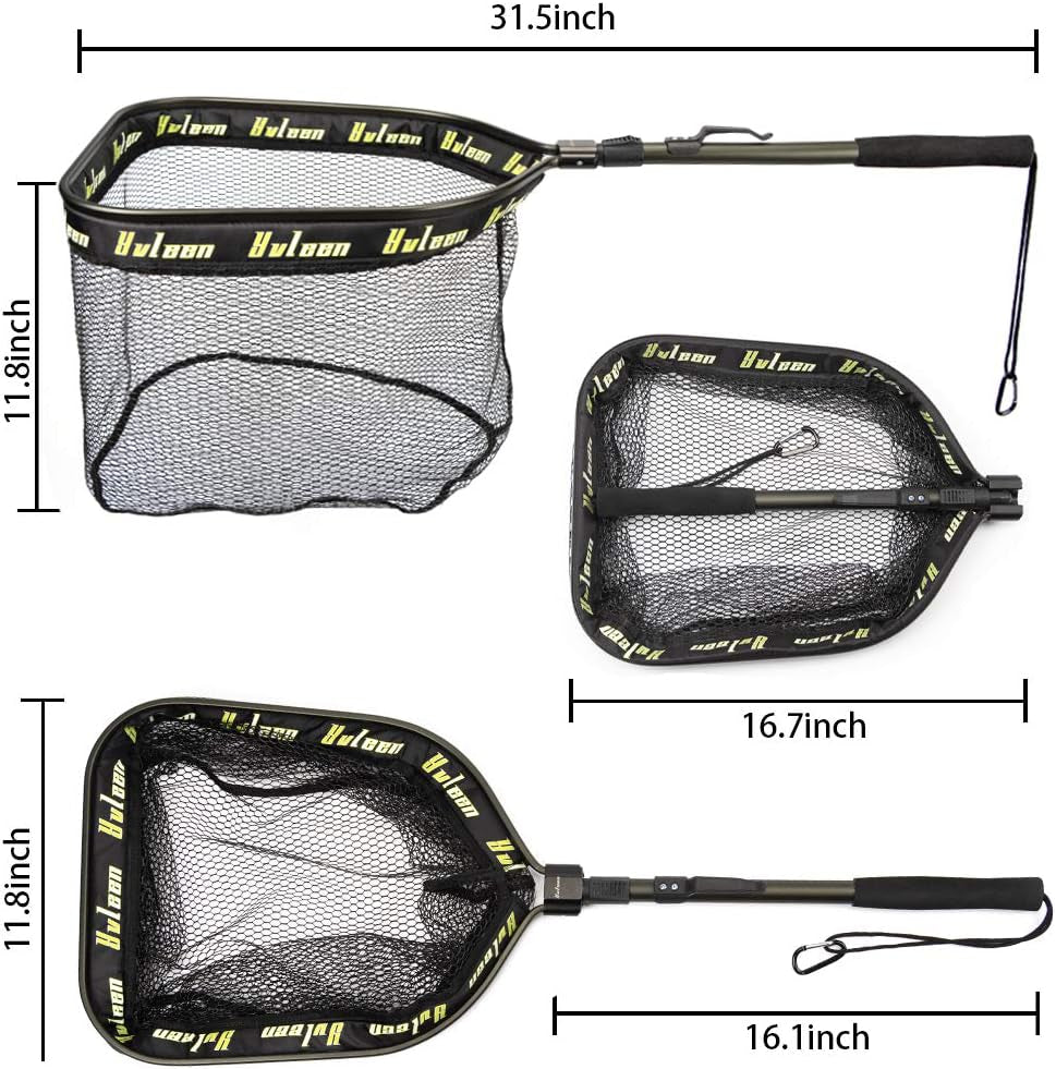Floating Fishing Net - Folding Fishing Landing Net with Rubber Coating Mesh for Easy Fish Catch and Release, Fishing Net for Freshwater and Saltwater