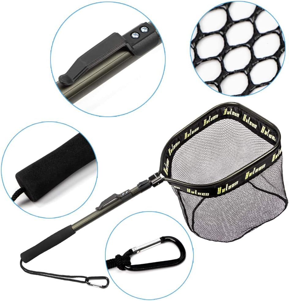 Floating Fishing Net - Folding Fishing Landing Net with Rubber Coating Mesh for Easy Fish Catch and Release, Fishing Net for Freshwater and Saltwater